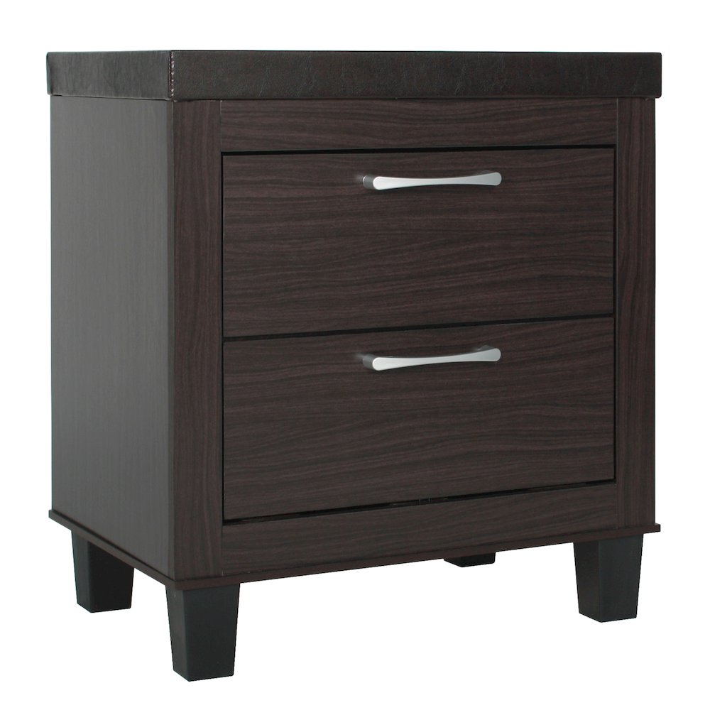 Better Home Products Elegant Mid Century Modern 2 Drawer Nightstand in Tobacco. Picture 3