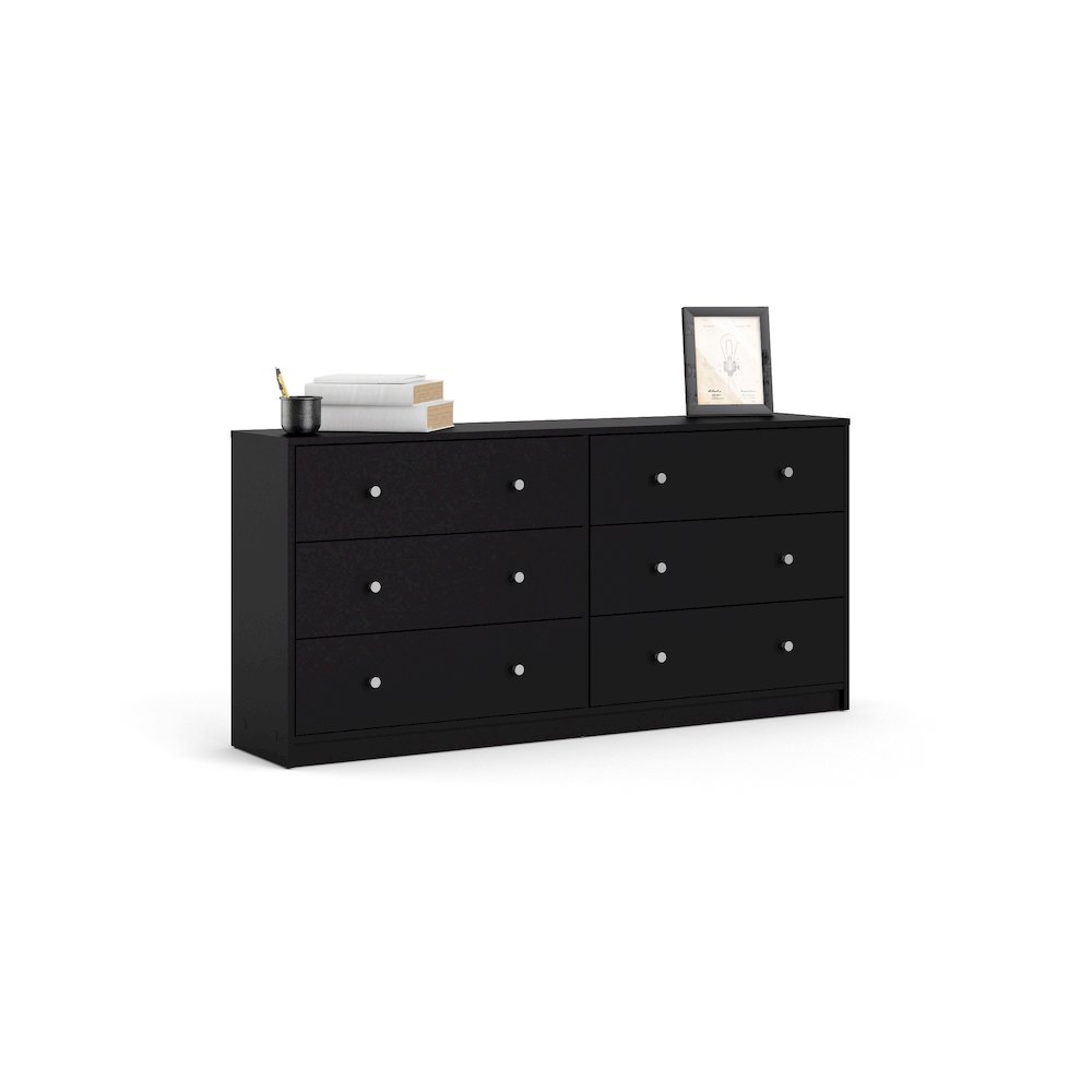 Portland 6 Drawer Double Dresser, Black. Picture 7