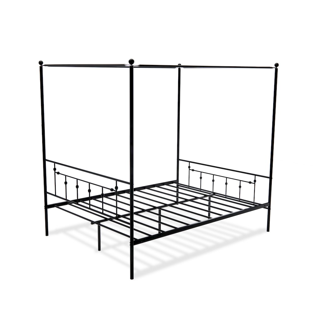 ATQCBLK Anniston Canopy Bed with Deluxe Style Headboard and Footboard - Luxurious Metal Frame in Powder Coating Black. Picture 2
