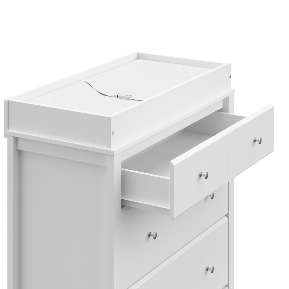 Storkcraft Carmel 3 Drawer Chest with Changing Topper (White). Picture 6