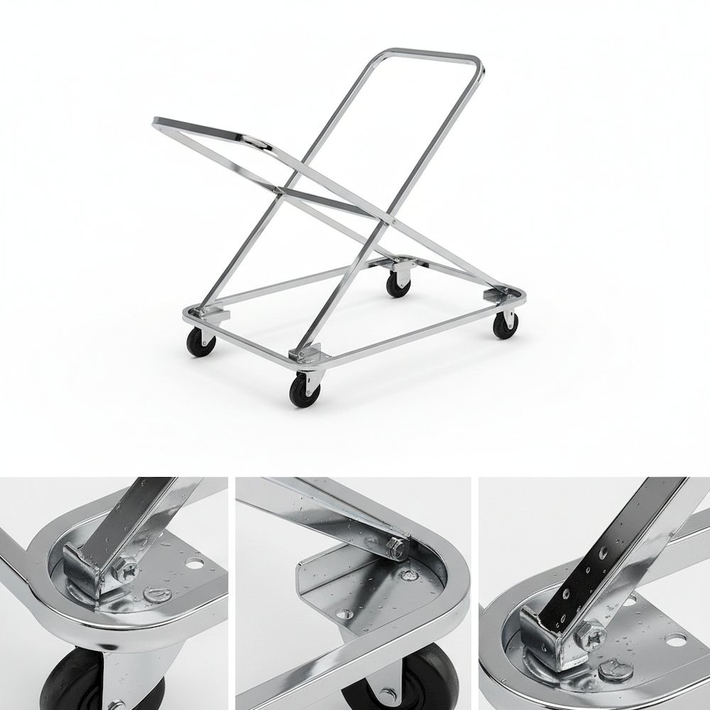 Dolly for 8200 Series Melody Chairs – Heavy-Duty Steel Chair Dolly with Chrome Frame, Hard Rubber Casters, Holds Up to 18 Chairs, 332 lbs Capacity. Picture 3