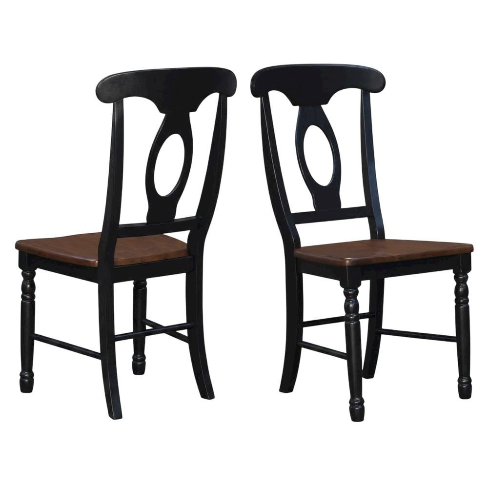 Casual Oak-Black Finish Side Chair with Distressed Look and Solid Rubberwood. Picture 1