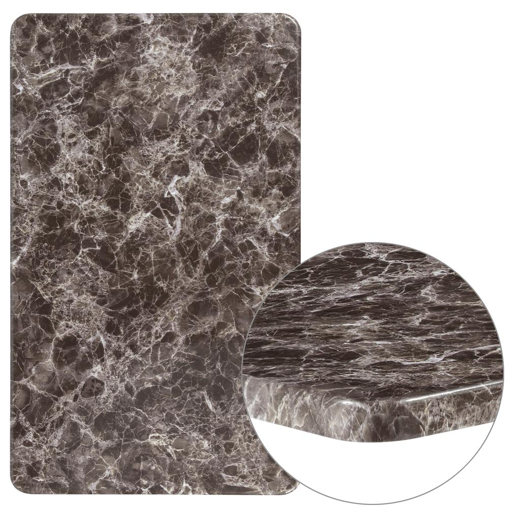 24" x 42" Rectangular Gray Marble Laminate Table Top. Picture 1