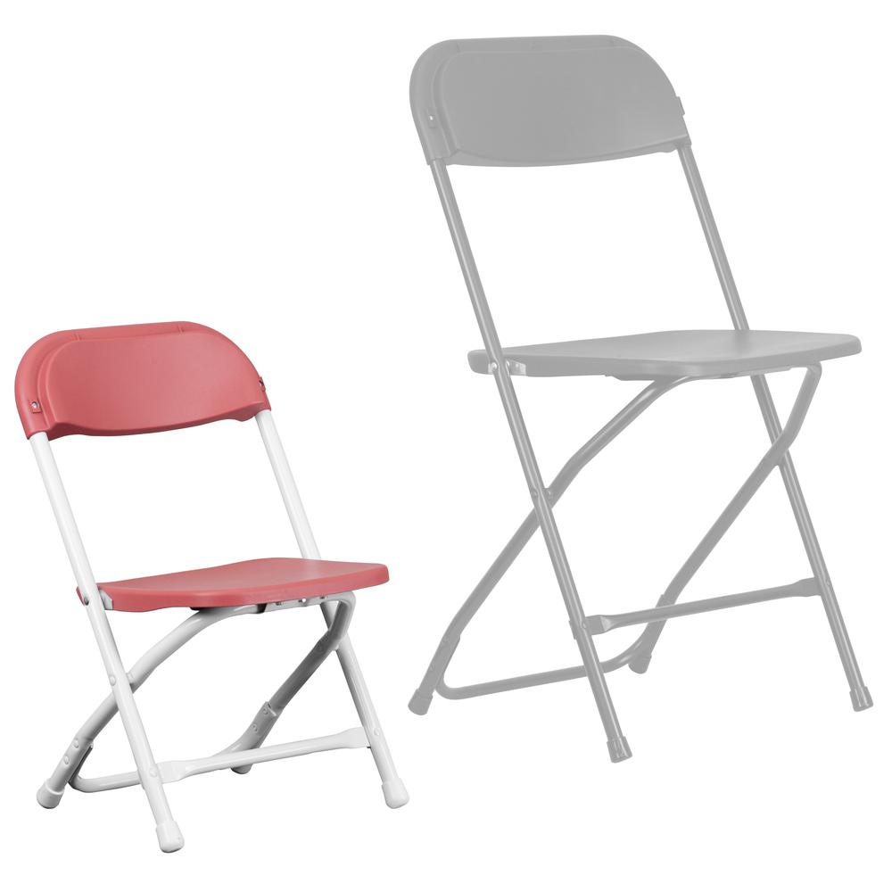Kids Burgundy Plastic Folding Chair. Picture 5