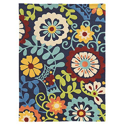 Trio Frond Navy & Blue 5x7, Rug. Picture 1