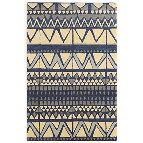 Aspire Wool Comp Ivory & Blue 5x8, Rug. Picture 1