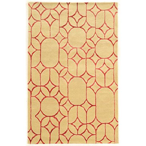 Aspire Wool Window Ivory & Coral 5x8, Rug. Picture 1