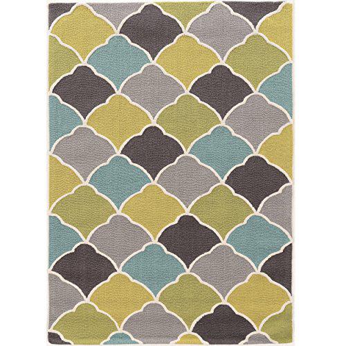 Trio Tiles Grey & Aqua 8x10, Rug. Picture 1