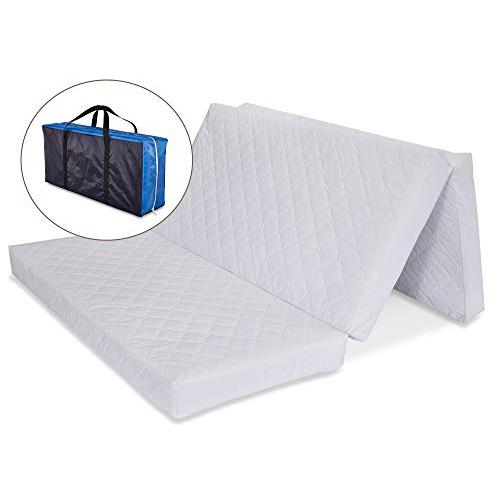Multi-Use Waterproof Folding Portable Crib Mattress/Play Mat with Travel Carry Case, 1.5". Picture 1