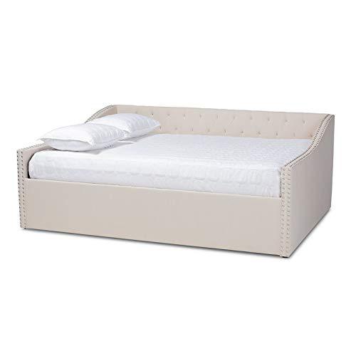 Baxton Studio Haylie Modern and Contemporary Beige Fabric Upholstered Queen Size Daybed. Picture 1