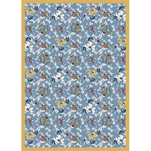 Kaleidoscope Flower Garden 3'10" x 5'4" Area Rug in Color Blue. Picture 1