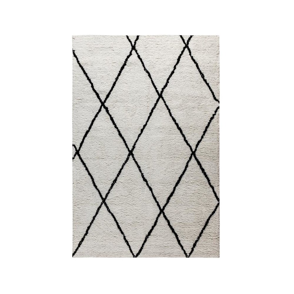 Shag Style Diamond Trellis Area Rug - 5' x 7' - Ivory. Picture 1