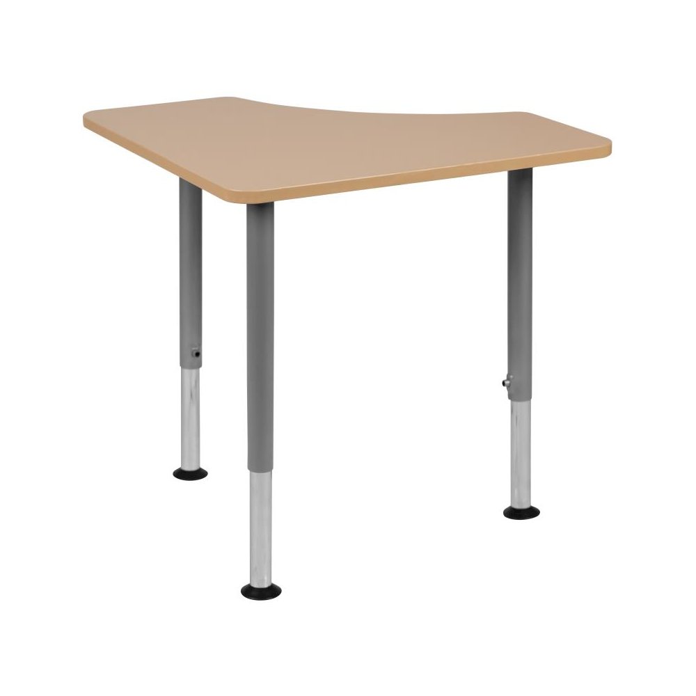 Triangular Natural Collaborative Student Desk (Adjustable from 22.3" to 34") - Home and Classroom. Picture 1
