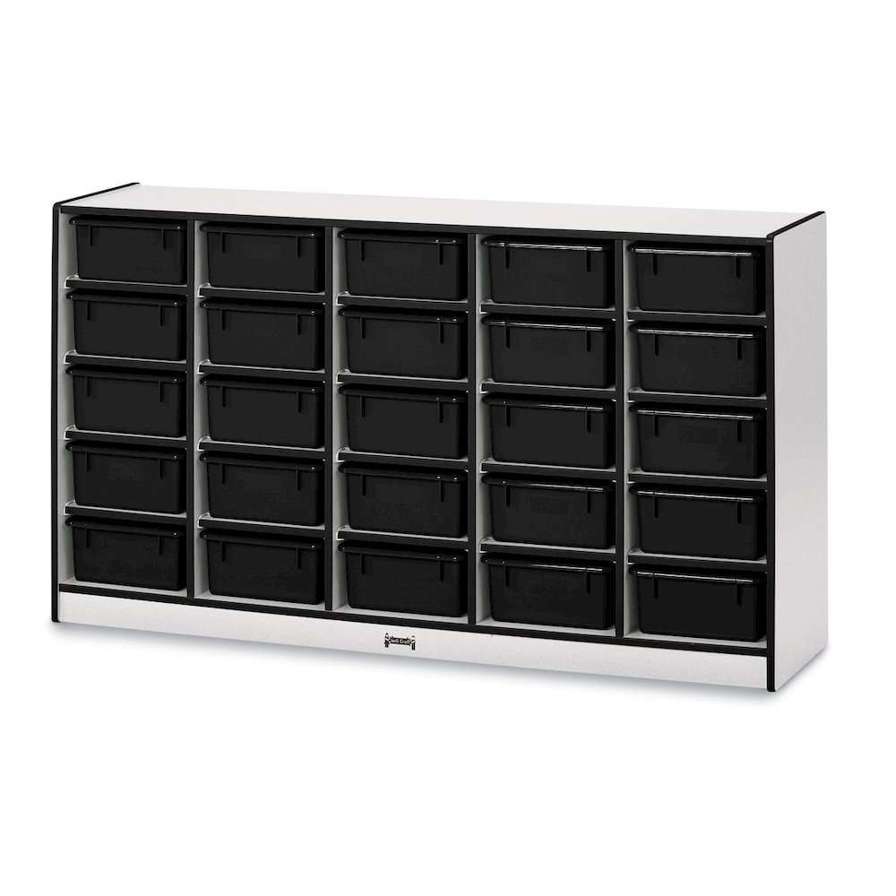 Jonti-Craft Rainbow Accents Cubbie Mobile Storage - 25 Compartment(s) - 35.5" Height x 60" Width x 15" Depth - Durable, Laminated - Black - Hard Rubber - 1 Each. Picture 2