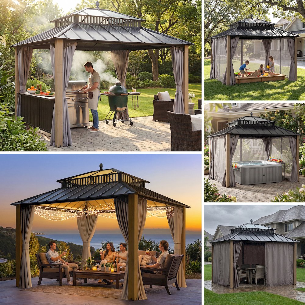 12 ft. x 10 ft. Kingston Extra-Tall, Wide Hardtop Wood Gazebo. Picture 5