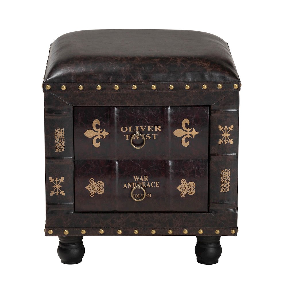 Leather Upholstered Wood Storage Ottoman. Picture 2