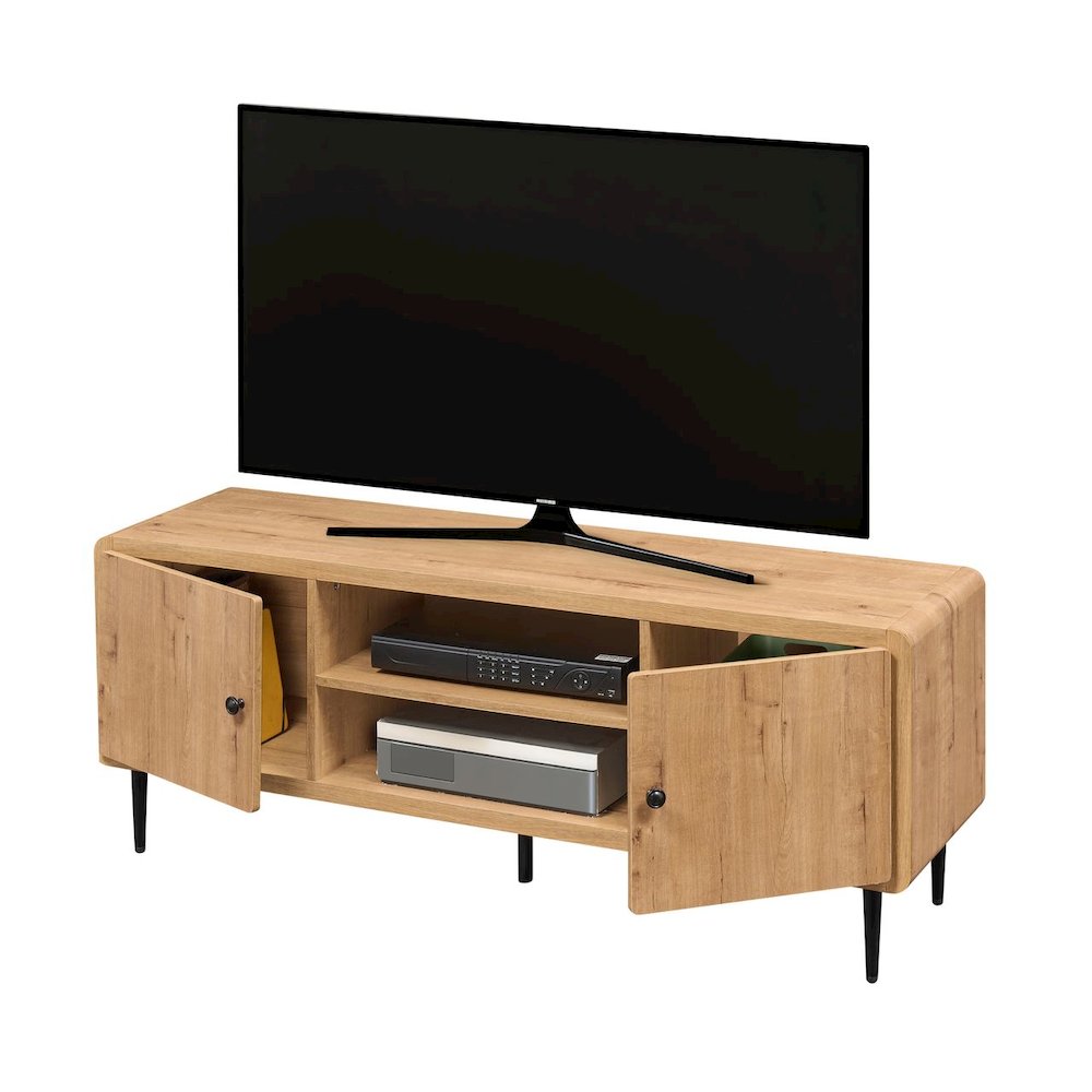 Techni Mobili Mid-Century Modern TV Stand for TV’s Up to 60”, Oak. Picture 11