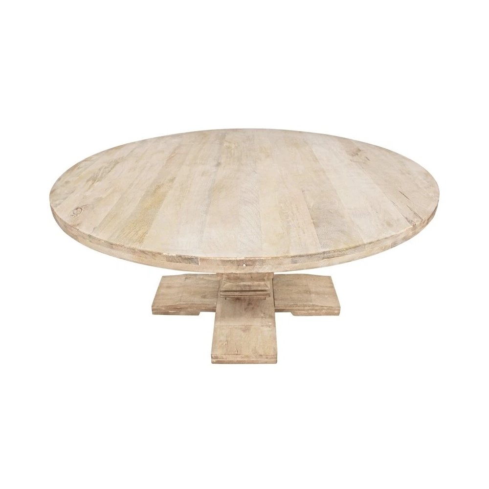 Benedict 70" Round Dining Table in White Wash. Picture 2
