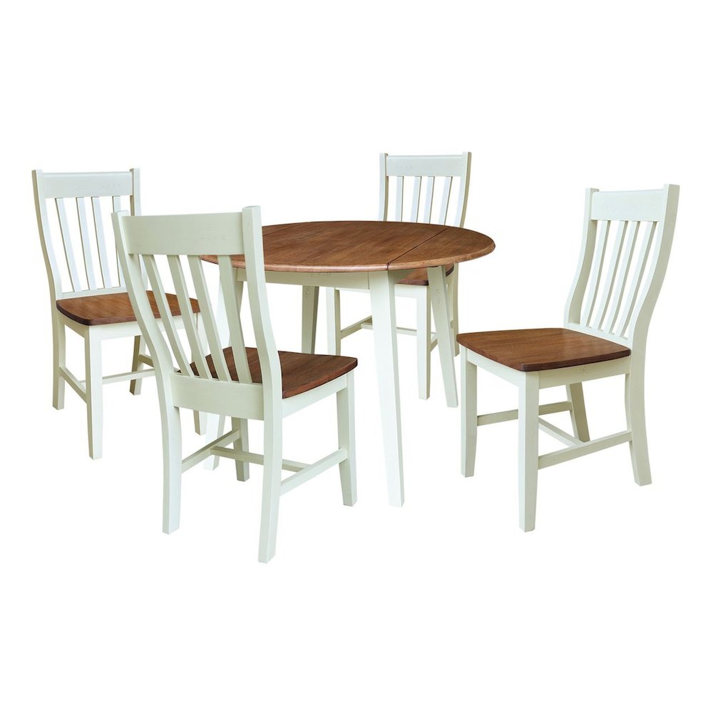 42" Round Dual Drop Leaf Dining Table with 4 Chairs. Picture 1