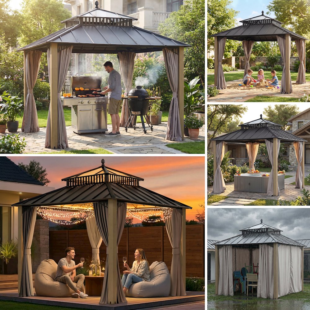 10 ft. x 10 ft. Kingston Extra-Tall, Wide Hardtop Wood Gazebo. Picture 3