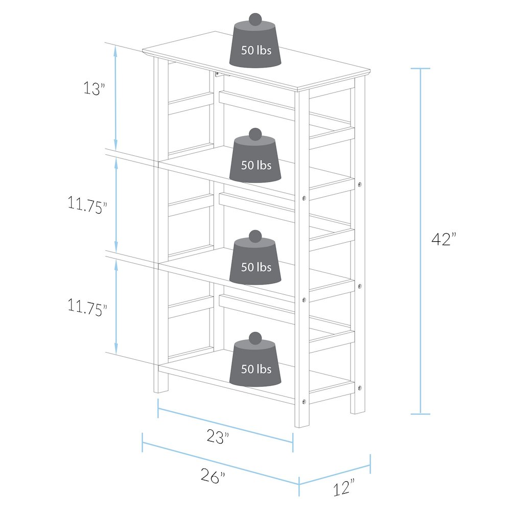 Soho Manhattan 4-Shelf Bookcase 26" Wide - Espresso. Picture 7