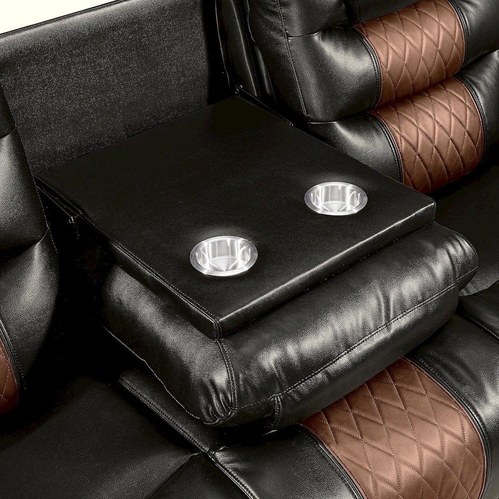 Nikko 2-Piece Faux Leather Manual Living Room Set, Brown. Picture 12
