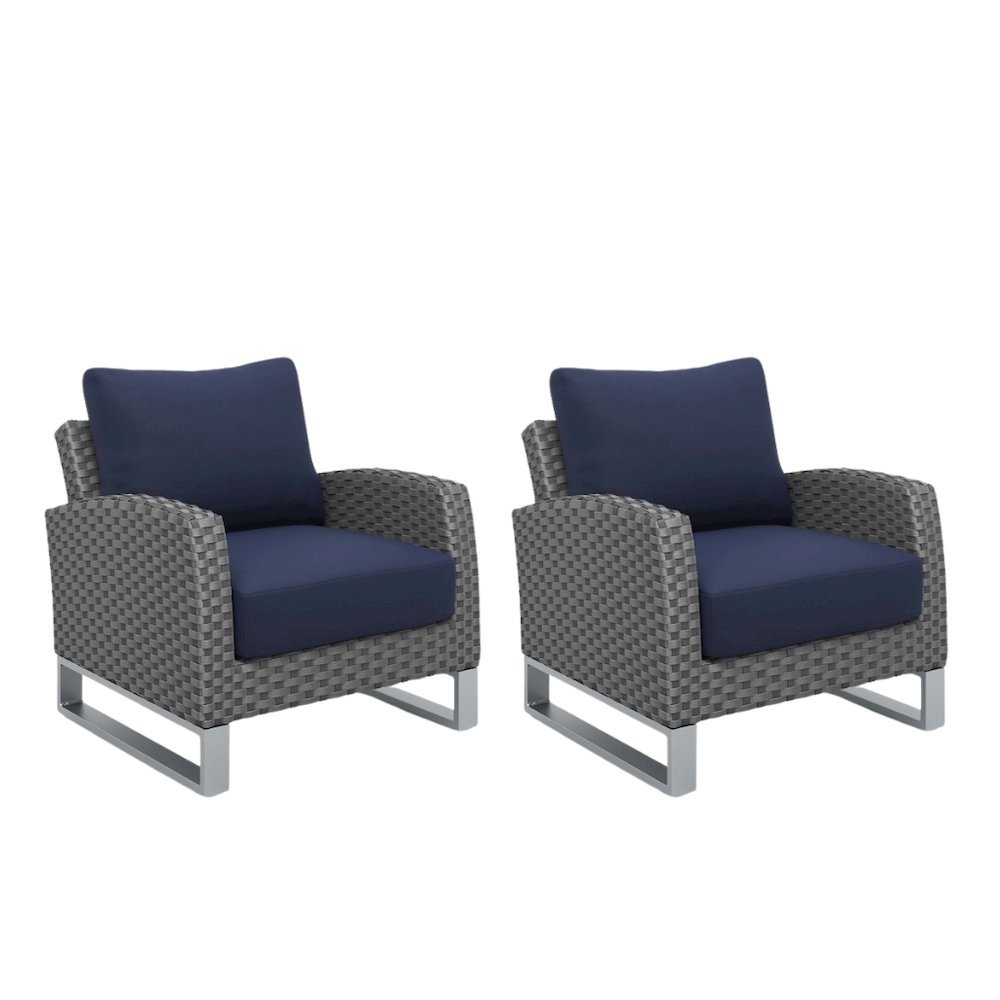 Outdoor Chairs Set of 2 Gray Aluminum Metal Patio Furniture Sets Chairs. Picture 1