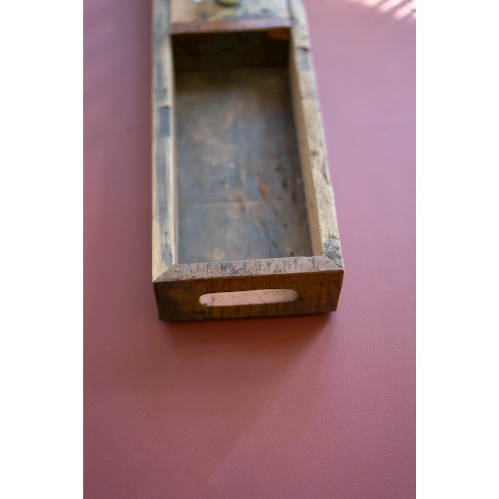 Recycled Wooden Tray With Four Candle Holders. Picture 5