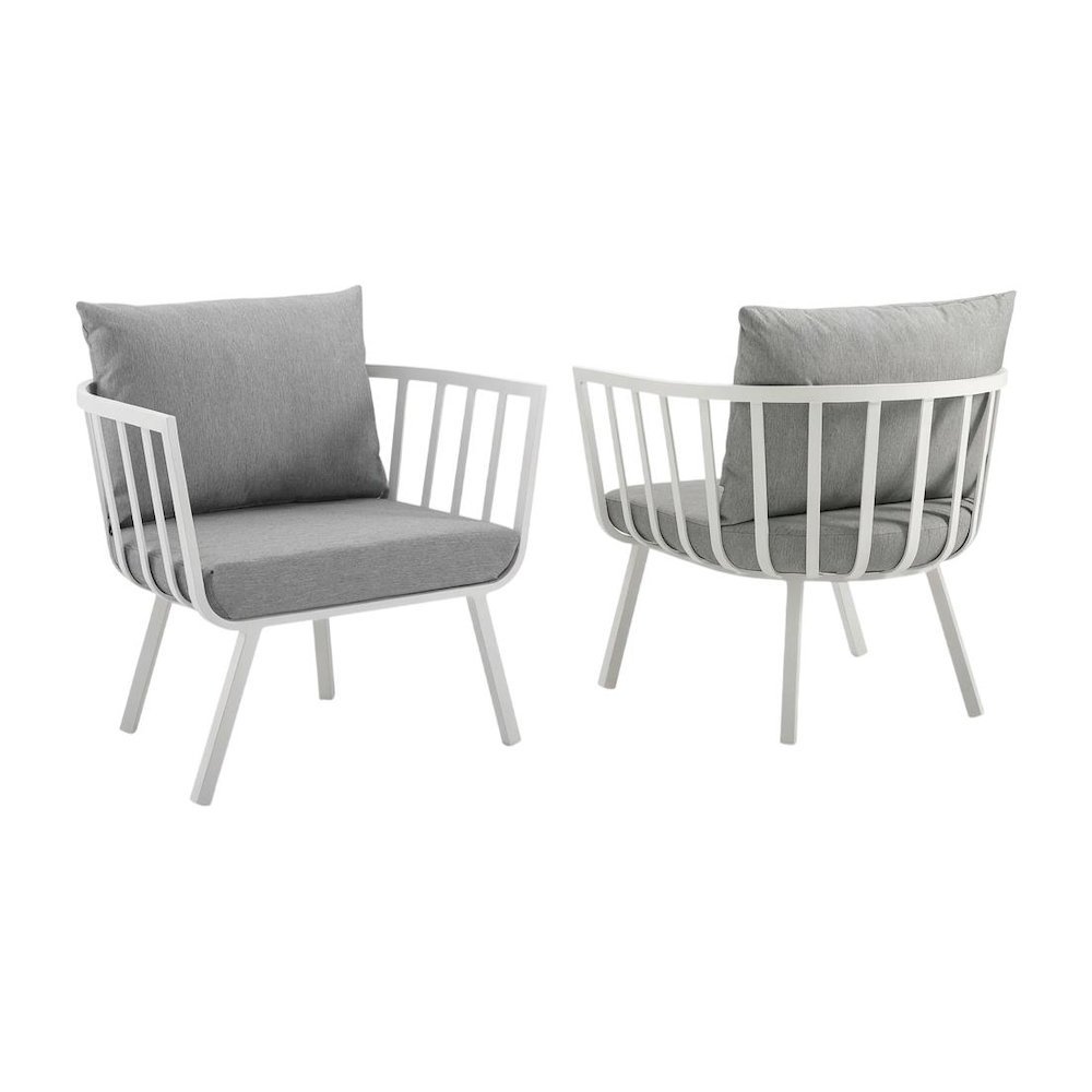 Aluminum Armchair Set Of 2 For Outdoor Lounge With Cushioned Seating. Picture 1