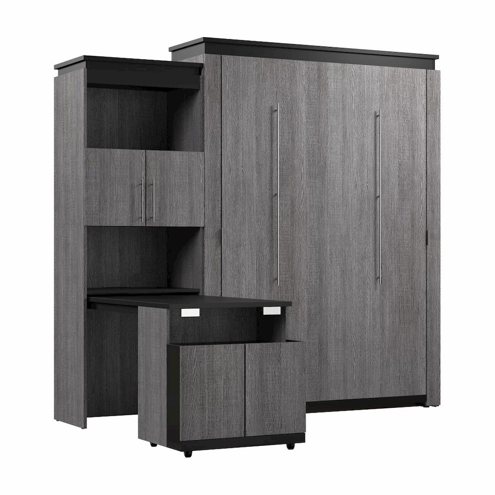 Orion Queen Murphy Bed with Storage Cabinet and Fold-Out Desk (97W). Picture 1