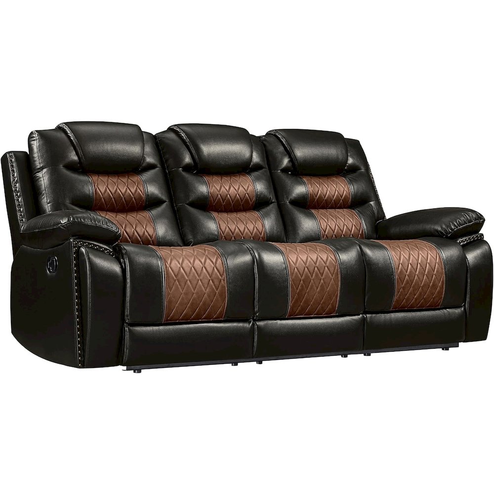 Nikko 2-Piece Faux Leather Manual Living Room Set, Brown. Picture 1
