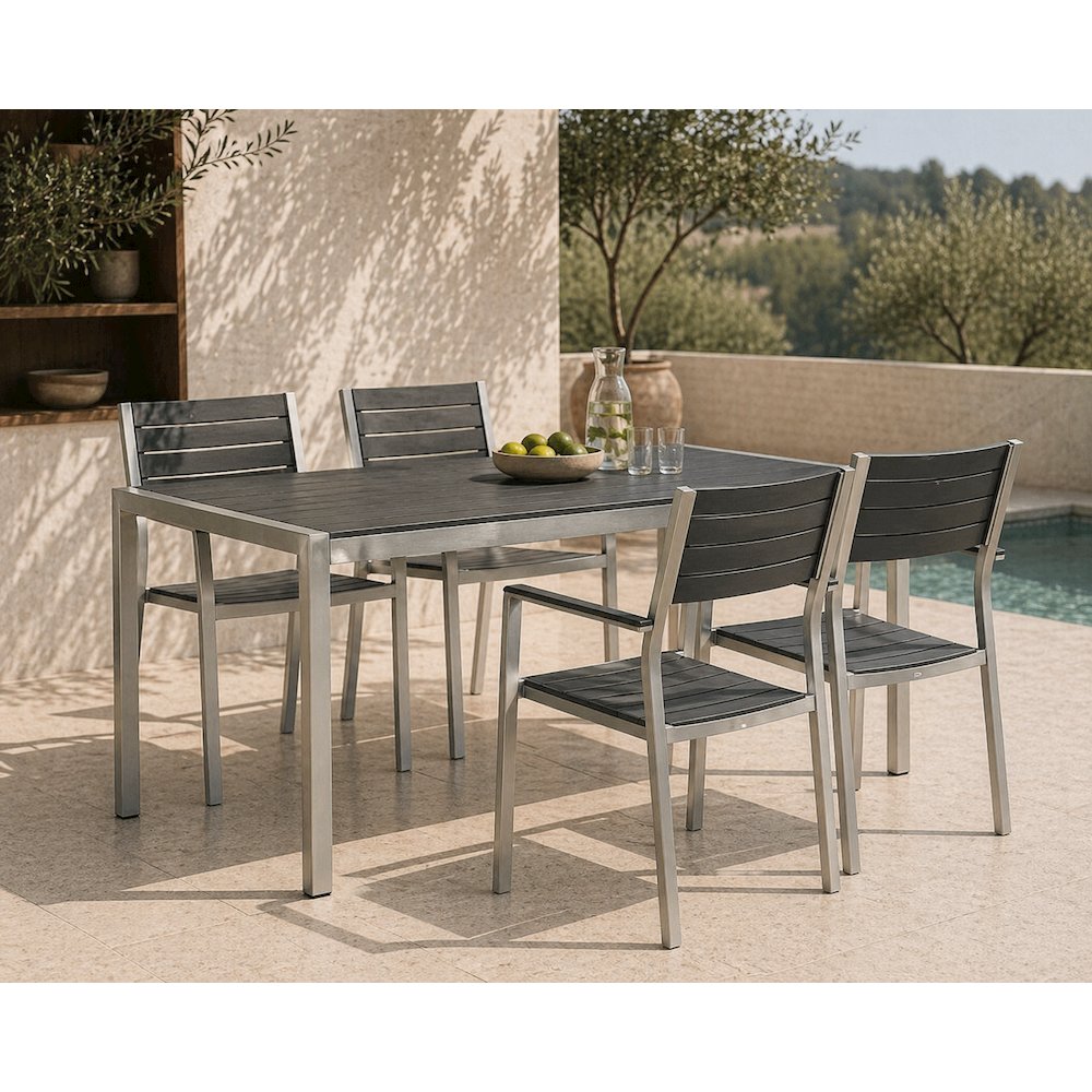 Aluminum Outdoor Dining Table with Sturdy Frame and Elegant Design. Picture 7