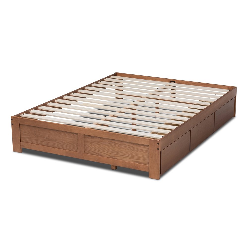 Baxton Studio Wren Modern and Contemporary Walnut Finished 3-Drawer King Size Platform Storage Bed Frame. Picture 3