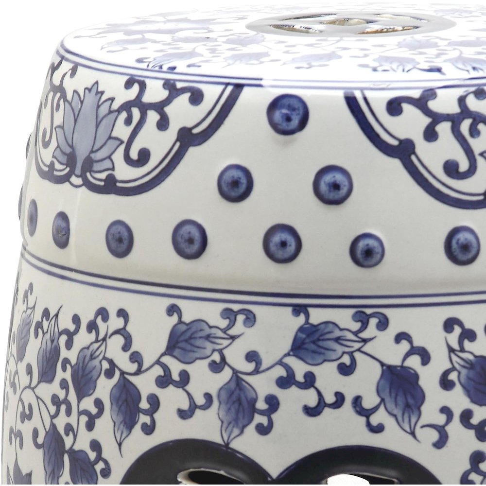 Tao Ceramic Decorative Garden Stool, Blue and White. Picture 2