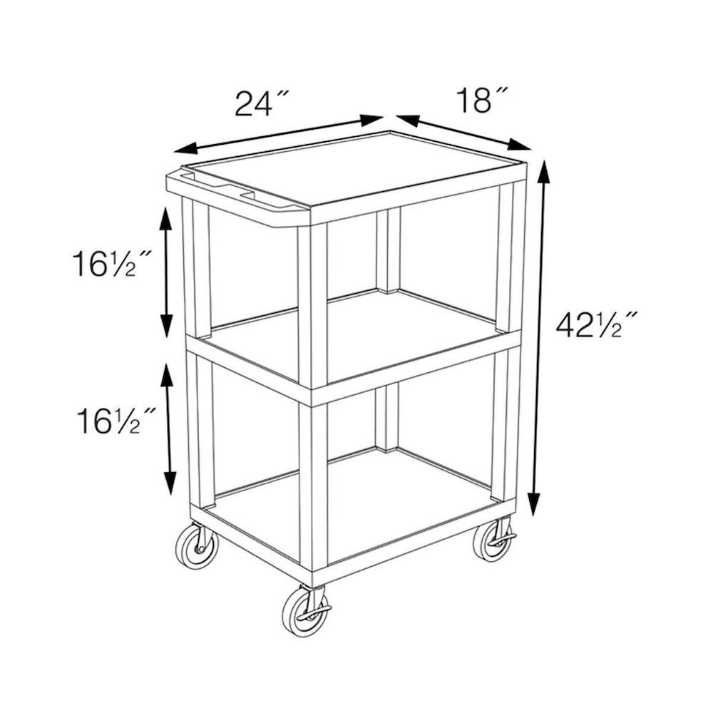 TUFFY 42" H Three-Shelf Multi-Purpose Utility Cart, 24" W x 18" D. Picture 5