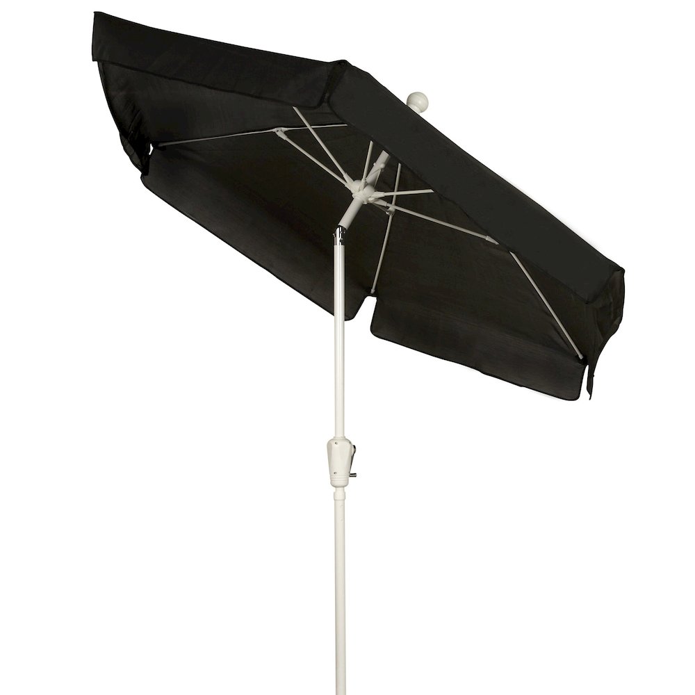 7.5' Hex Garden Tilt Umbrella 6 Rib Crank In Black Vinyl Coated Weave. Picture 1