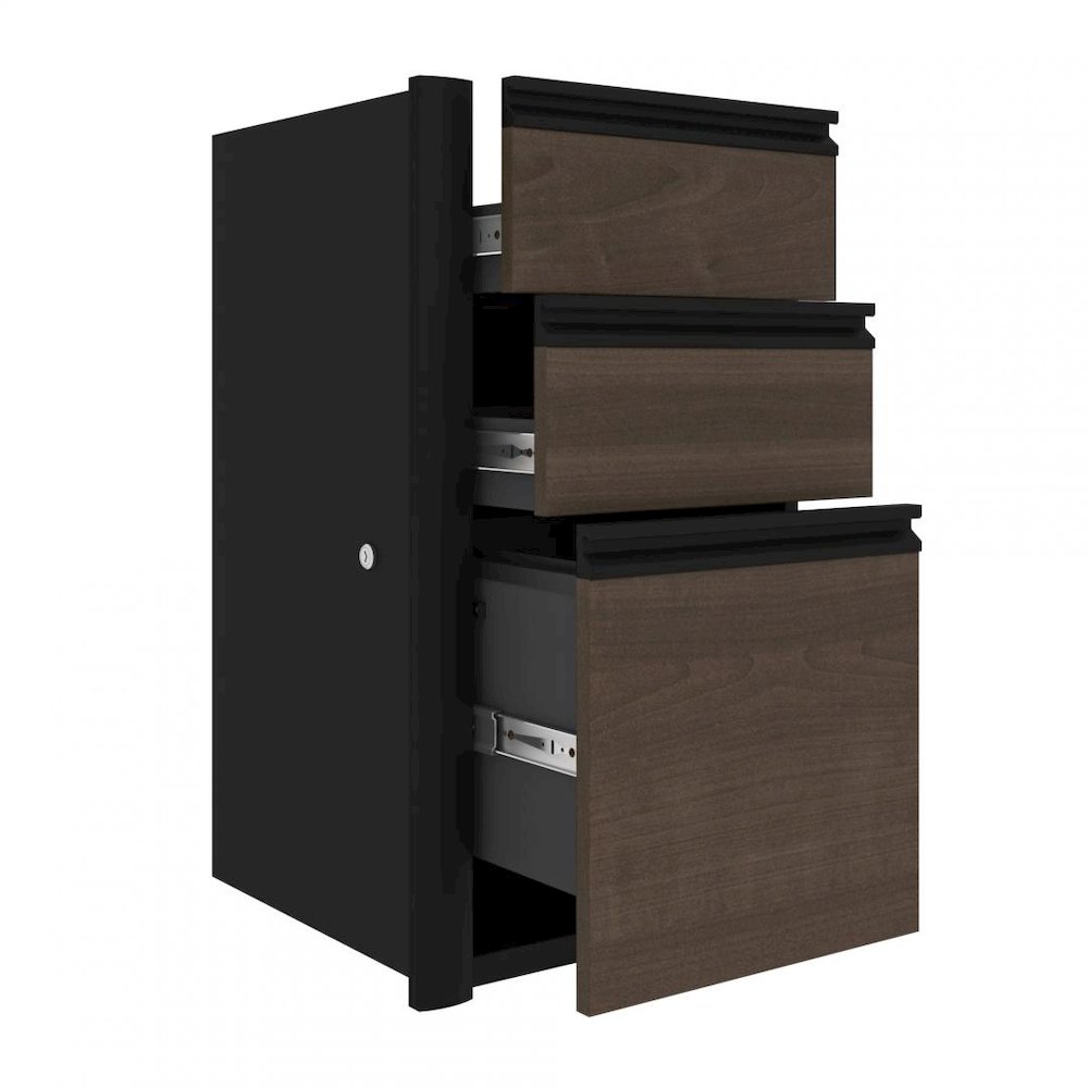 Connexion Add-On 3 Drawer Pedestal, 16W, Antigua & Black. Picture 1