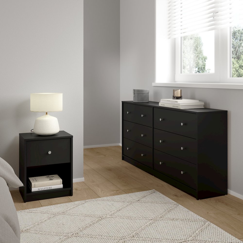 3-Piece Bedroom Set - 6 Drawer Double Dresser And Nightstand Set Of 2. Picture 8