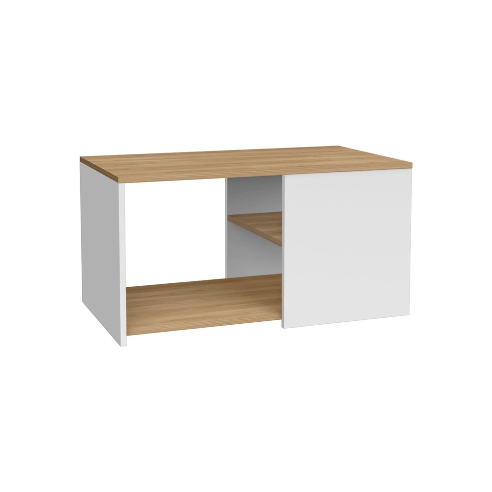 Faison Coffee Table, 2 Shelves, White / Natural Oak. Picture 1