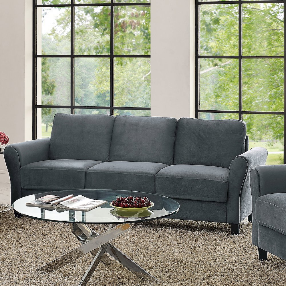 Westin Sofa Rolled Arm Dark Grey. Picture 6