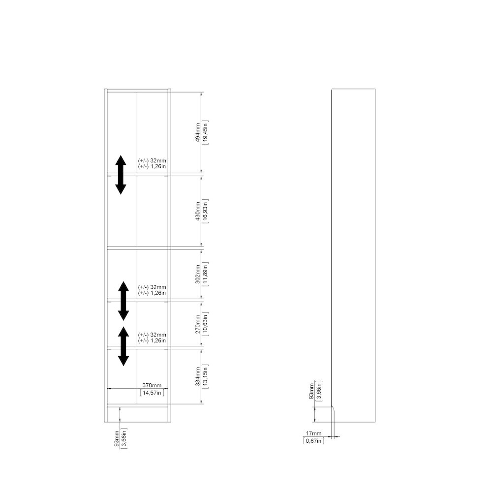 Element Tall Narrow 5-Shelf Office Bookcase, Oak Structure. Picture 7