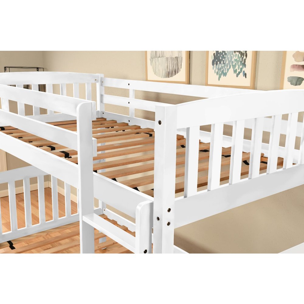 Claire Twin Wood Bunk Bed and Trundle Bed in White-Mattresses Not Included. Picture 2