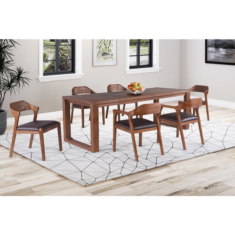 Rasmus 7pc Dining Set - Chestnut Wire-Brush Finish. Picture 10