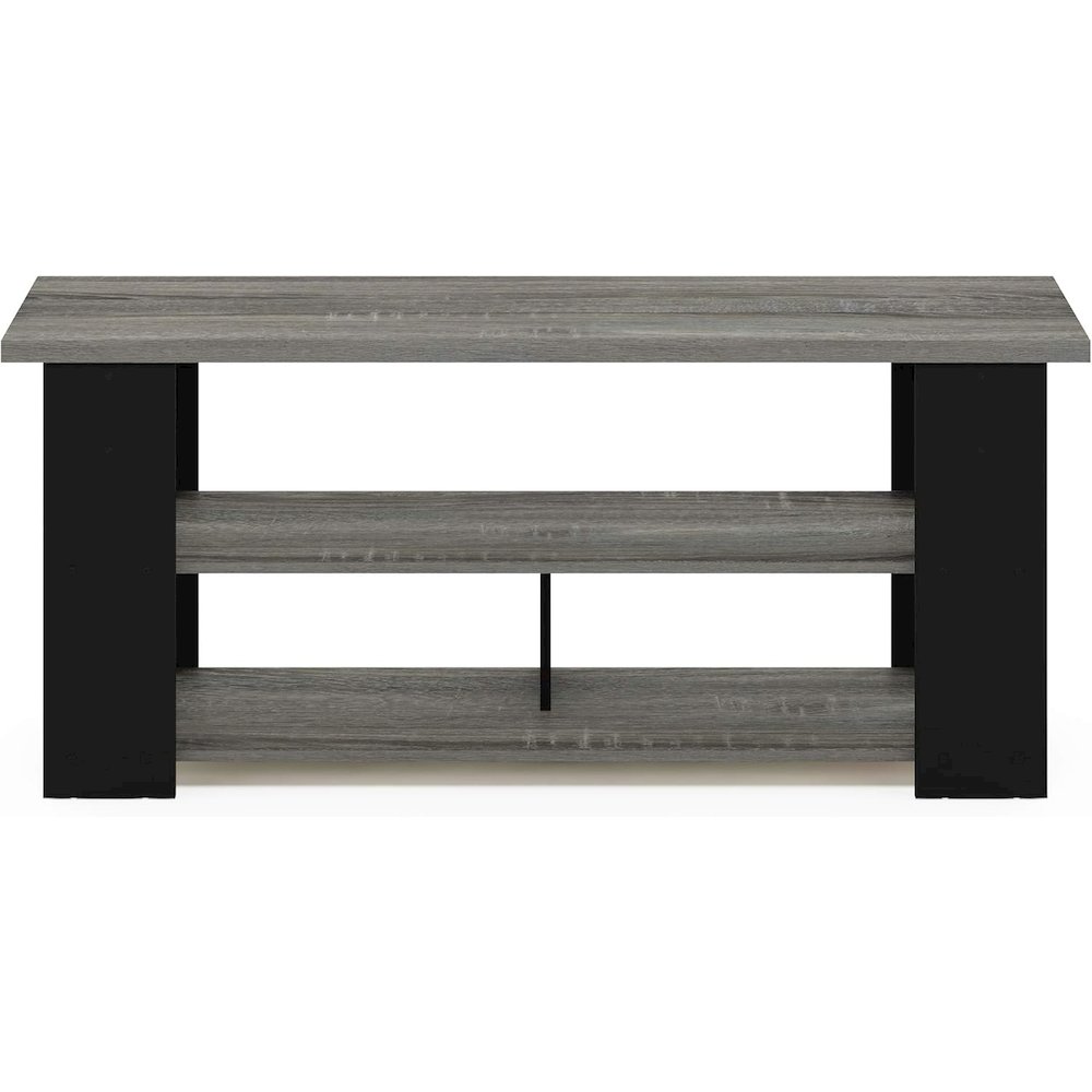 Furinno 15118 JAYA TV Stand Up To 50-Inch, French Oak Grey/Black. Picture 1
