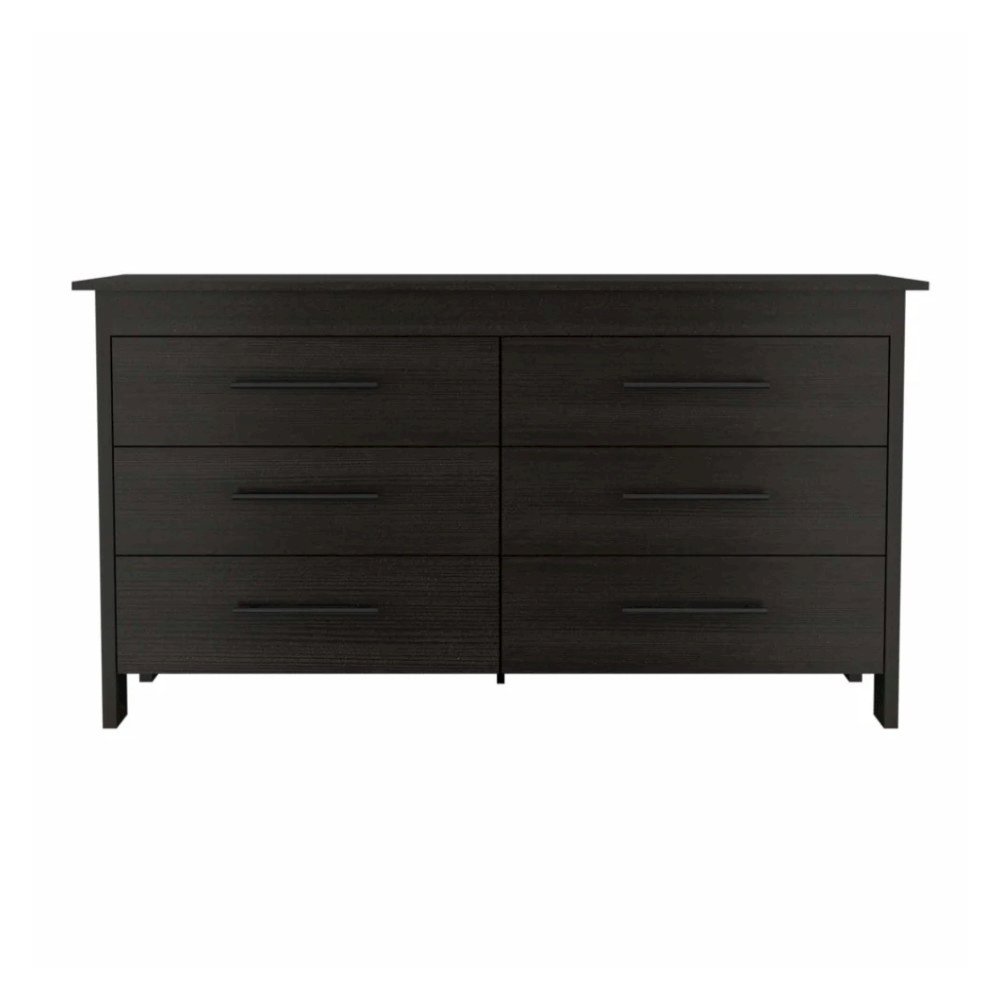 HMS 6 Drawer Double Dresser Black MDF. Picture 1