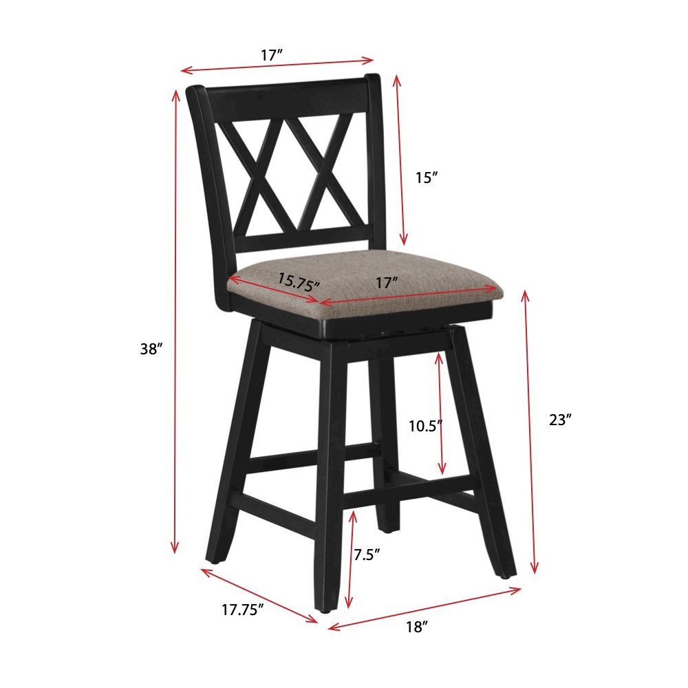 24in Brookline Swivel Barstool Pure Black. Picture 9