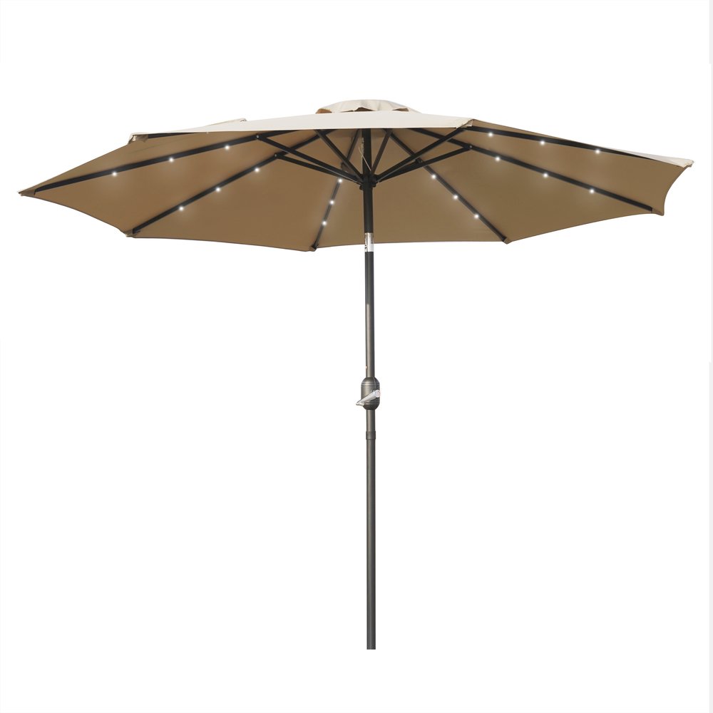 Sierra 9' Outdoor Patio Tilt Market Umbrella with Solar LED Lights. Picture 1
