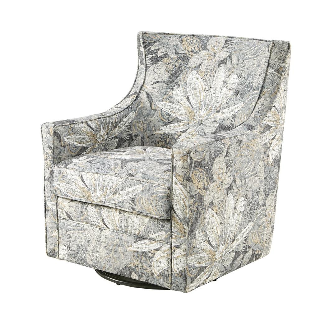 Blue Swivel Rocker Recliner Chair – Upholstered Glider for Comfort. Picture 1