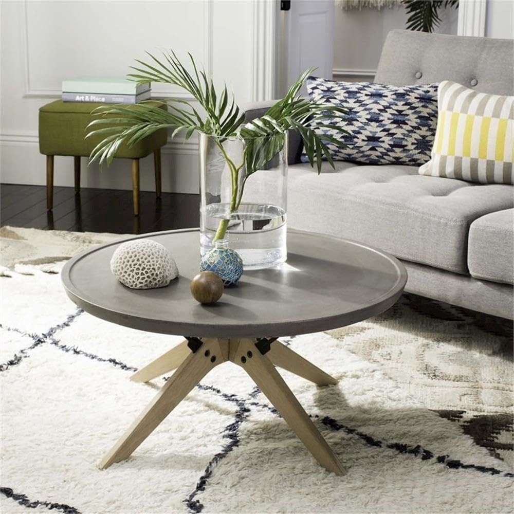Bryson Indoor/Outdoor Modern Concrete Round 14.57-Inch H Coffee Table. Picture 6