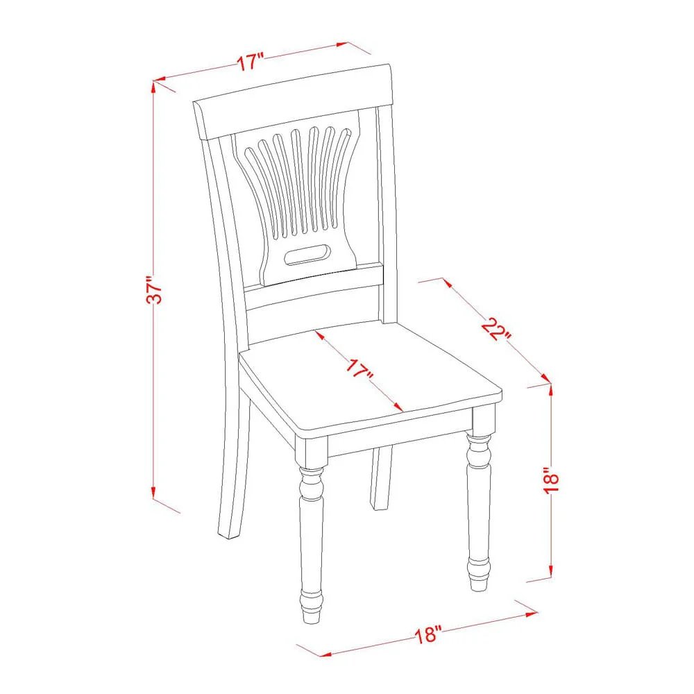 Plainville Kitchen Dining Chair with Wood Seat - Saddle Brown Finish, Set of 2. Picture 4